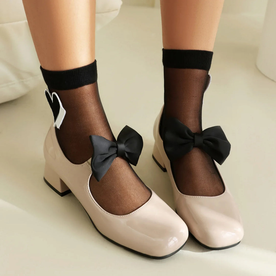 Women's Patent Mary Jane Pumps with Oversized Bow