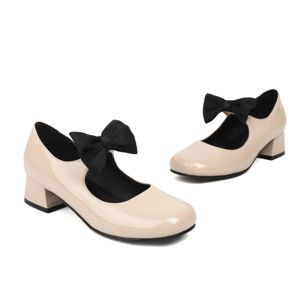 Women's Patent Mary Jane Pumps with Oversized Bow