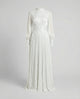 Women's Pleated High-Neck Long-Sleeve Maxi Dress