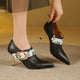 Women's Pointed-Toe Stiletto Pumps with Printed Buckle Strap