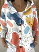 Women's Printed Hooded Button Cardigan