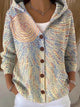 Women's Printed Hooded Button Cardigan