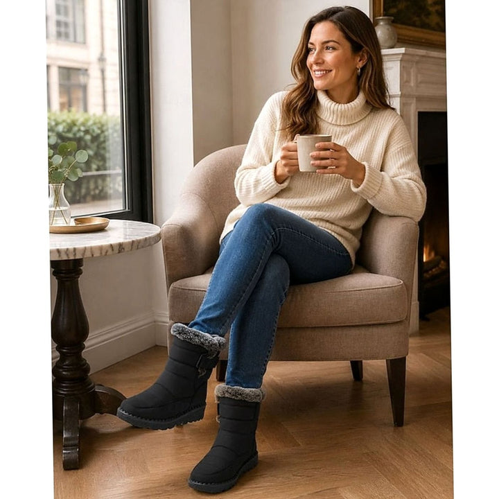 Women's Quilted Snow Boots with Faux Fur Cuff