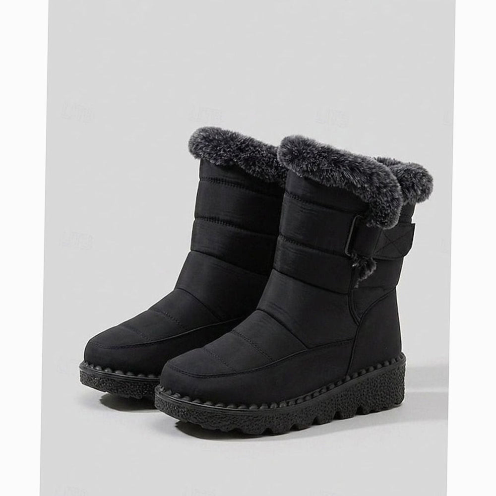 Women's Quilted Snow Boots with Faux Fur Cuff