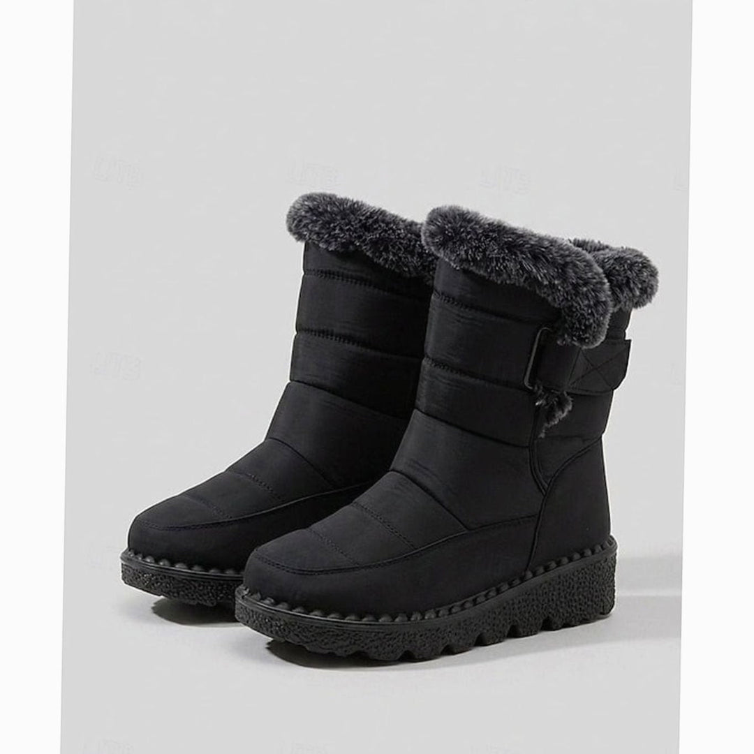 Women's Quilted Snow Boots with Faux Fur Cuff