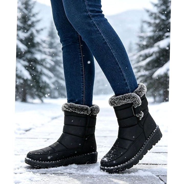 Women's Quilted Snow Boots with Faux Fur Cuff