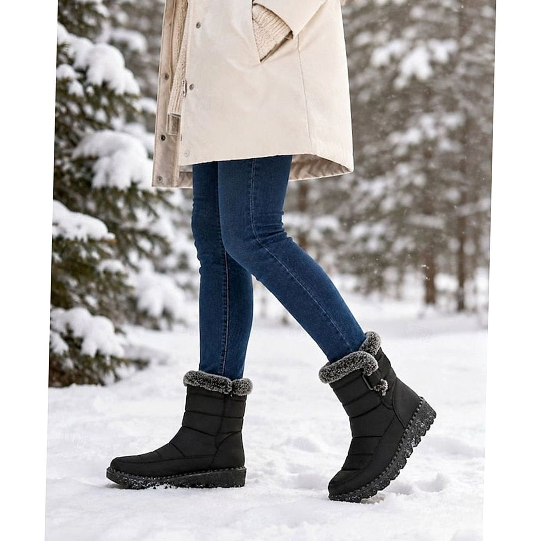 Women's Quilted Snow Boots with Faux Fur Cuff