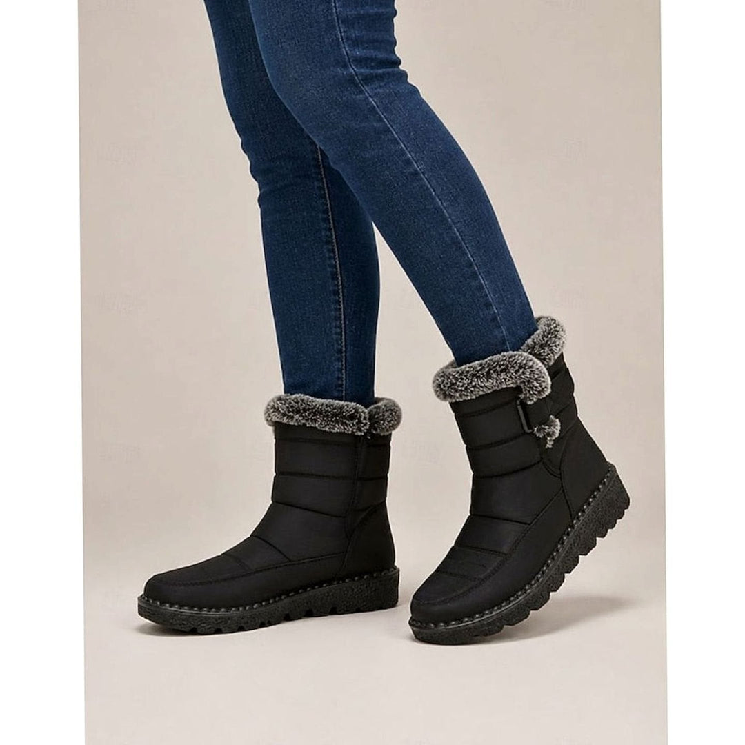Women's Quilted Snow Boots with Faux Fur Cuff
