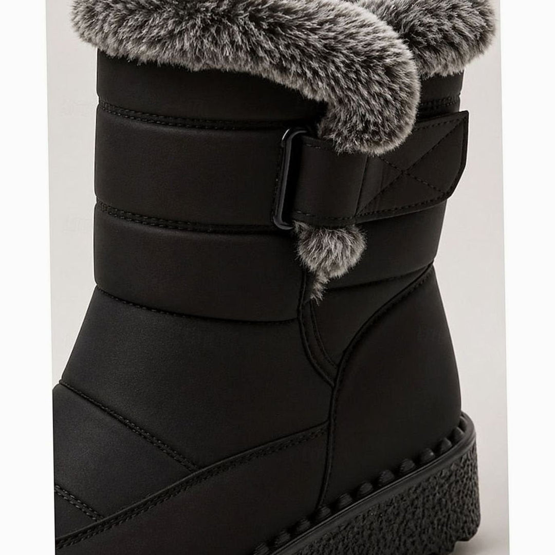 Women's Quilted Snow Boots with Faux Fur Cuff