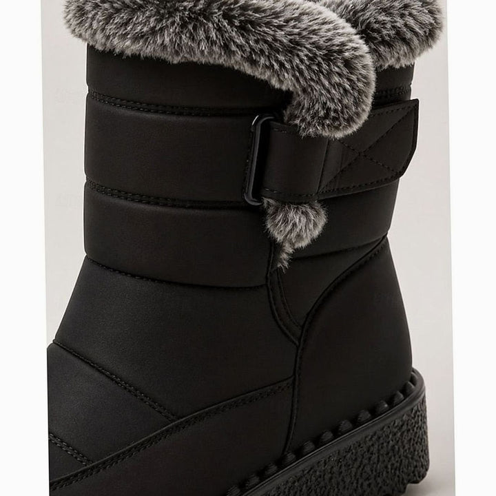 Women's Quilted Snow Boots with Faux Fur Cuff