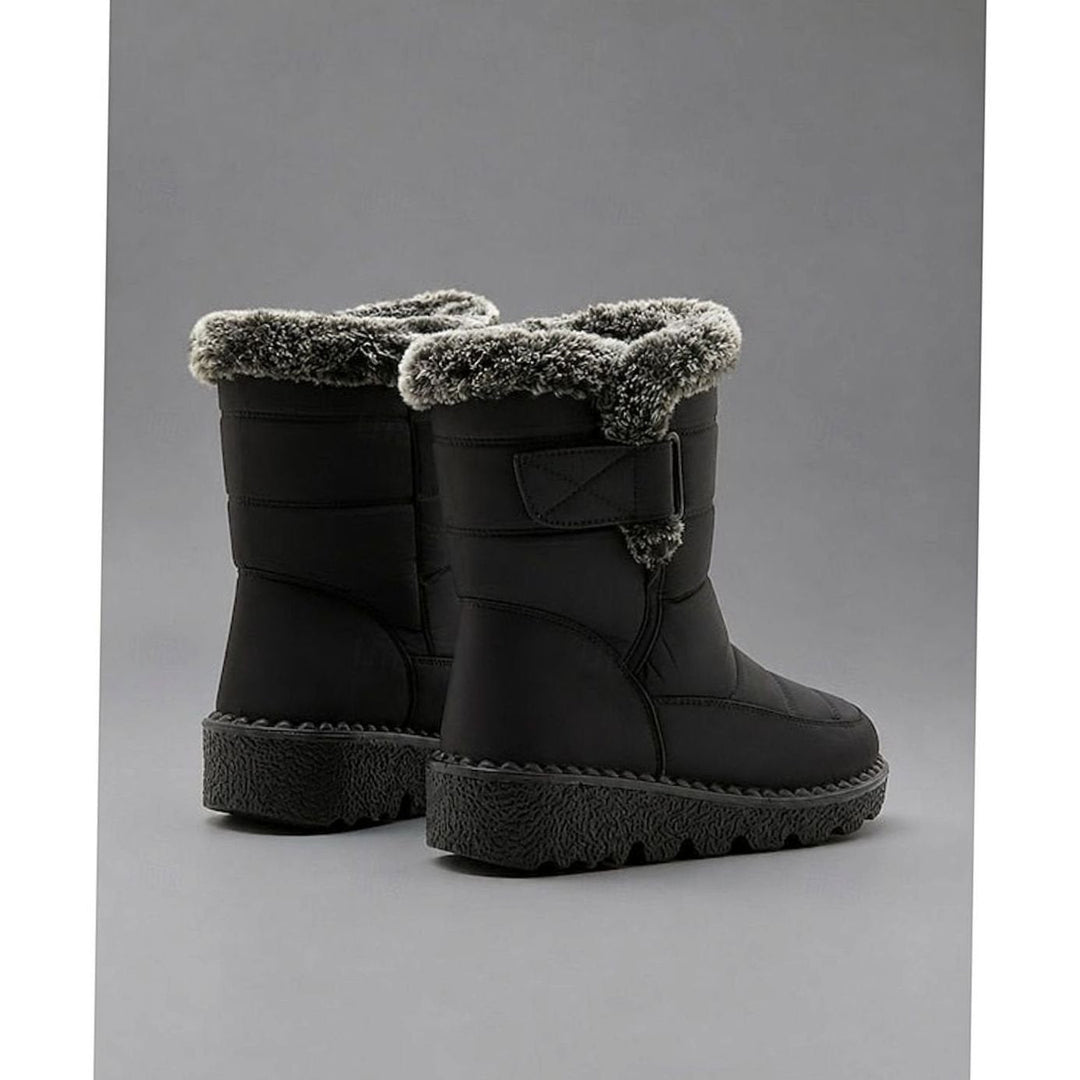 Women's Quilted Snow Boots with Faux Fur Cuff