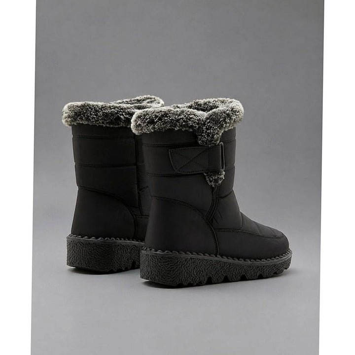 Women's Quilted Snow Boots with Faux Fur Cuff