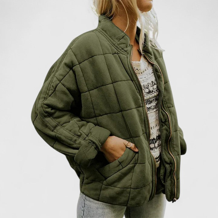 Women's Relaxed Quilted Jacket with Stand Collar