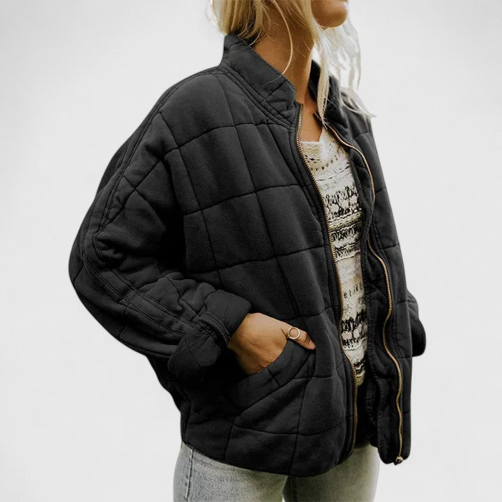 Women's Relaxed Quilted Jacket with Stand Collar