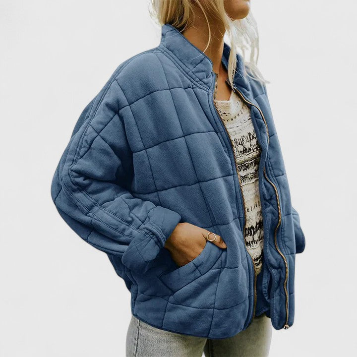 Women's Relaxed Quilted Jacket with Stand Collar