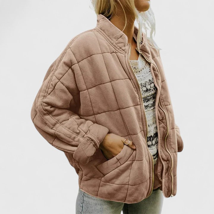 Women's Relaxed Quilted Jacket with Stand Collar
