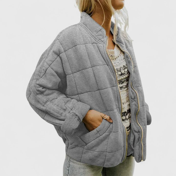 Women's Relaxed Quilted Jacket with Stand Collar