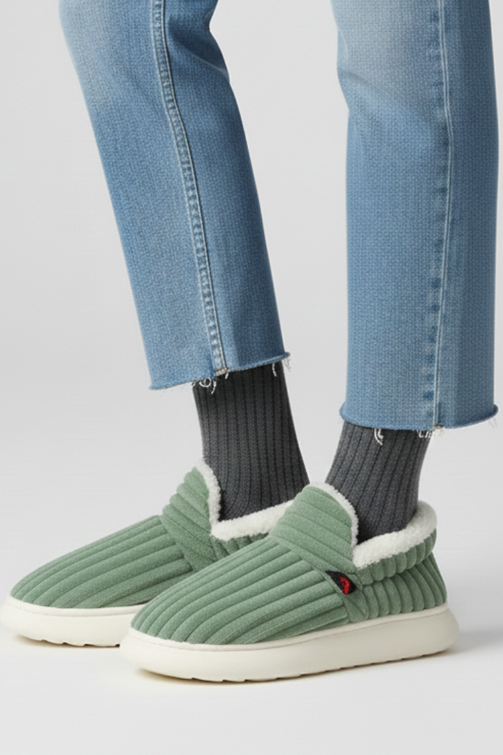 Women's Ribbed Fleece-Lined Slippers