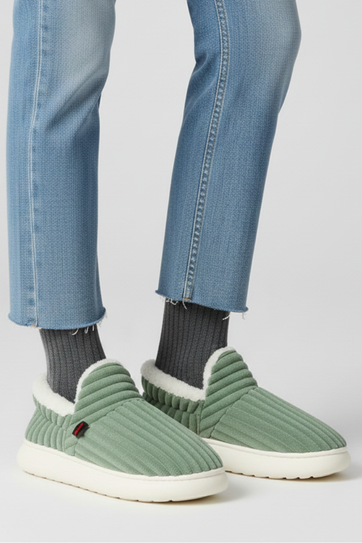 Women's Ribbed Fleece-Lined Slippers