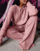 Women's Ribbed Knit Hooded Lounge Set