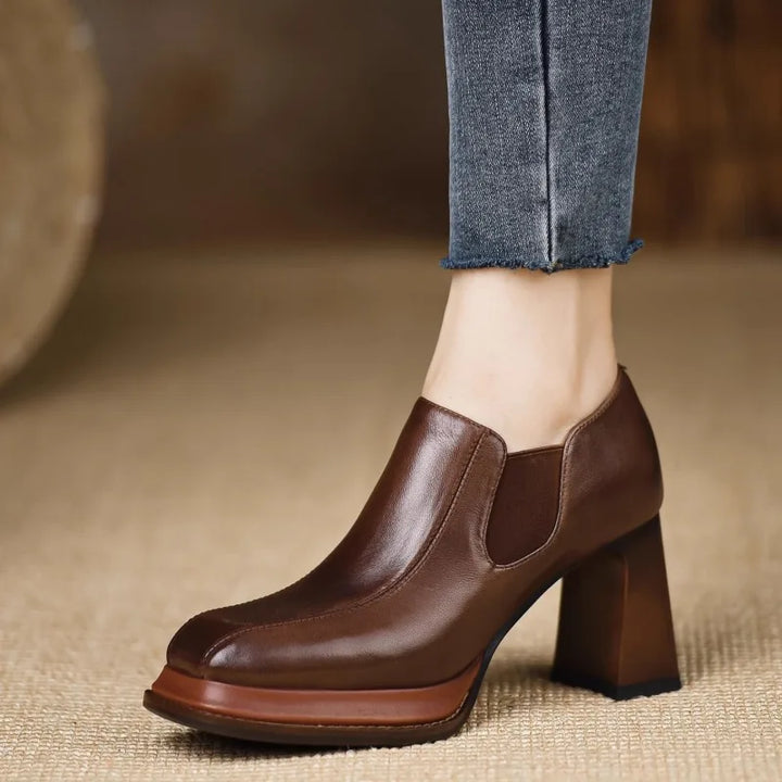 Women's Square-Toe Slip-On Block Heel Pumps