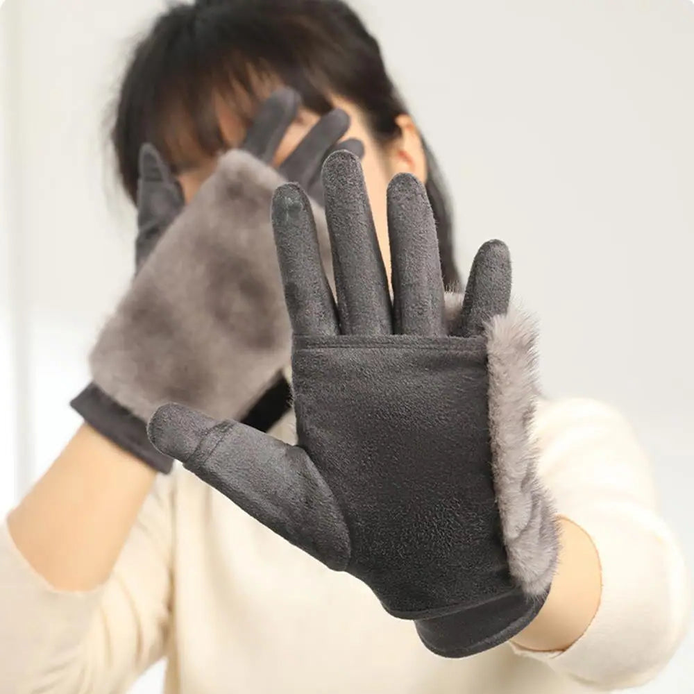 Women's Touchscreen Gloves with Faux Fur Cuffs