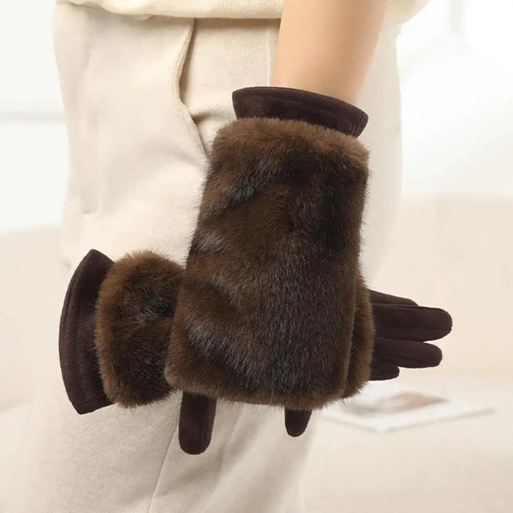 Women's Touchscreen Gloves with Faux Fur Cuffs
