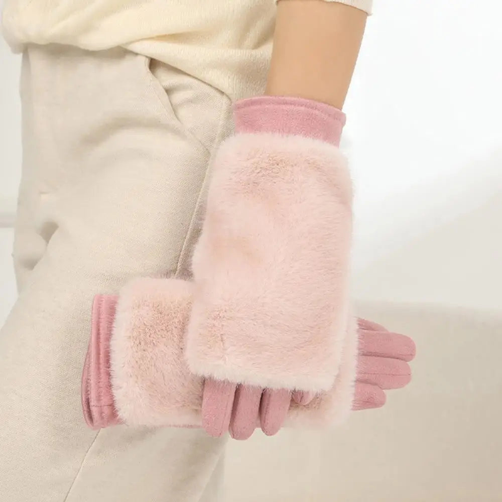Women's Touchscreen Gloves with Faux Fur Cuffs