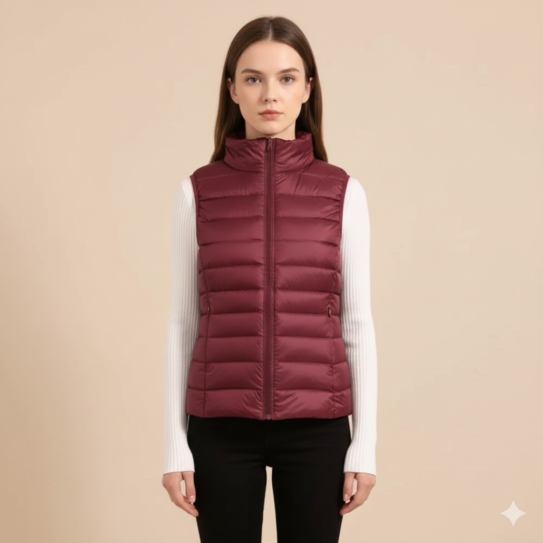 Women's Ultralight Packable Down Gilet with Stand Collar