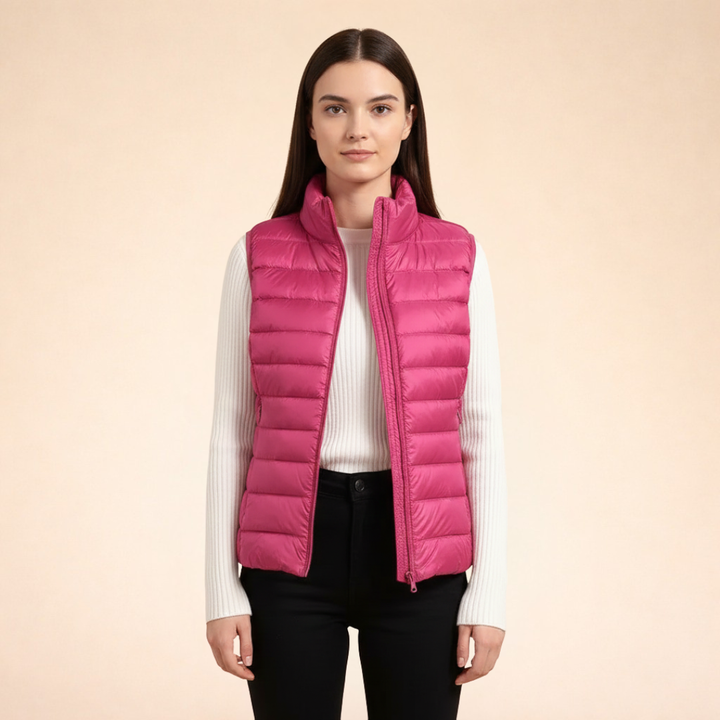 Women's Ultralight Packable Down Gilet with Stand Collar