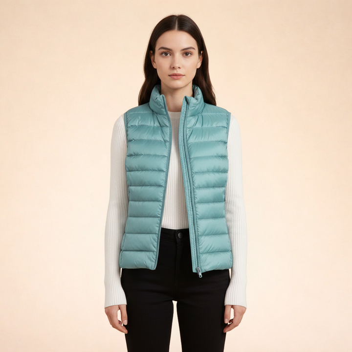 Women's Ultralight Packable Down Gilet with Stand Collar