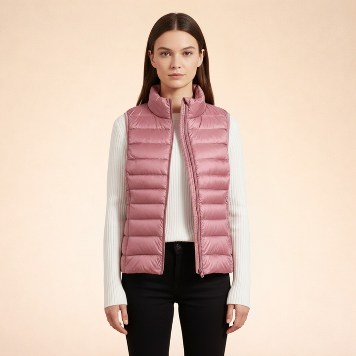 Women's Ultralight Packable Down Gilet with Stand Collar