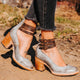 Women's Vintage Triple-Strap Block Heel Pumps