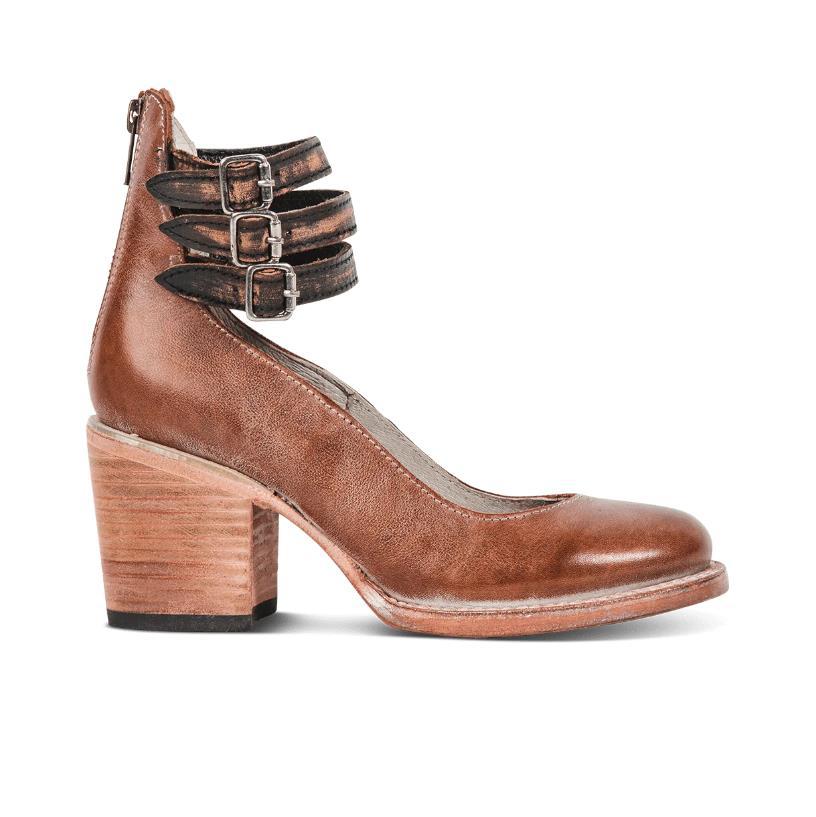 Women's Vintage Triple-Strap Block Heel Pumps