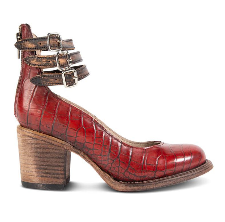 Women's Vintage Triple-Strap Block Heel Pumps