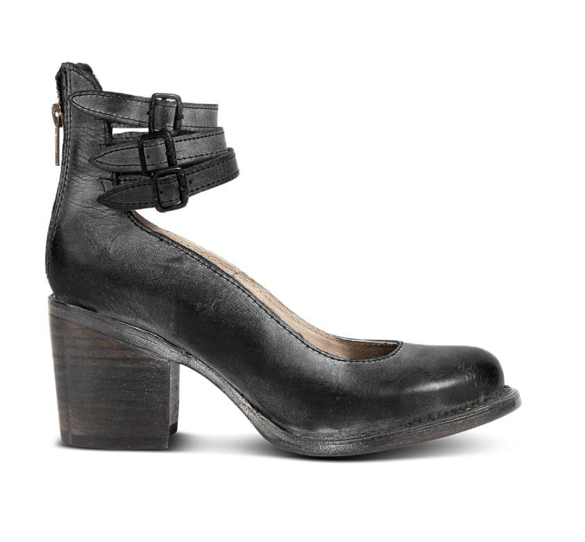 Women's Vintage Triple-Strap Block Heel Pumps