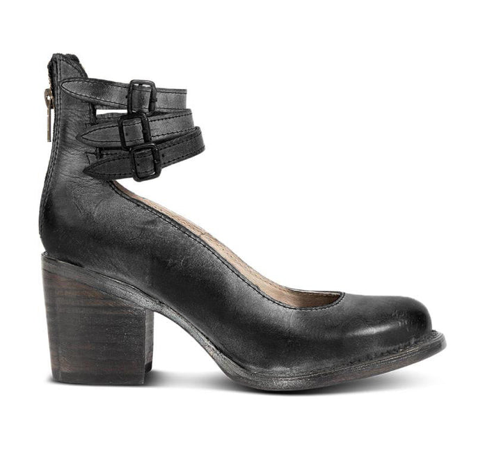Women's Vintage Triple-Strap Block Heel Pumps