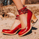 Women's Vintage Triple-Strap Block Heel Pumps