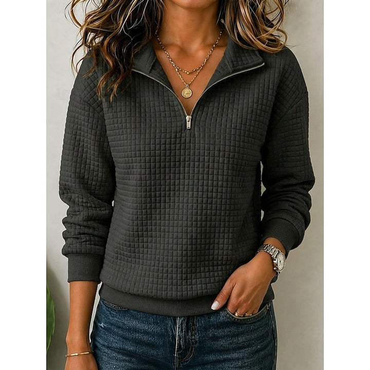 Women's Waffle Knit Quarter-Zip Pullover