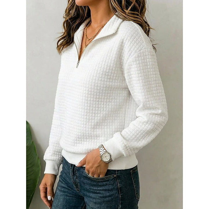 Women's Waffle Knit Quarter-Zip Pullover