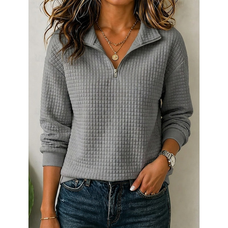 Women's Waffle Knit Quarter-Zip Pullover