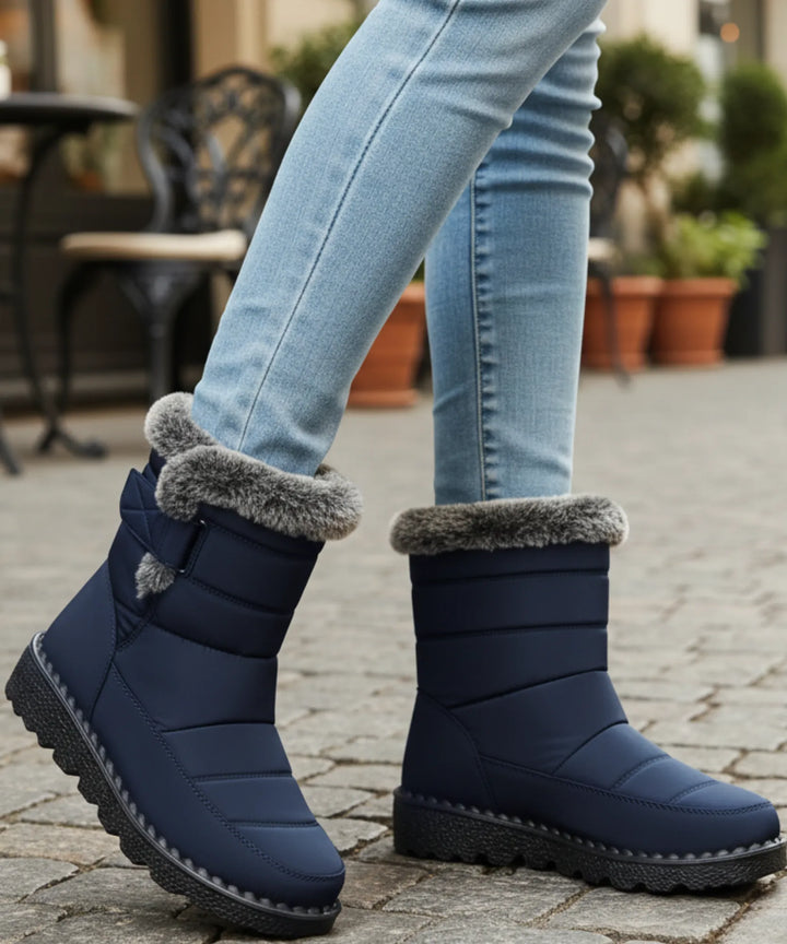 Women's Waterproof Fleece-Lined Snow Boots with Strap