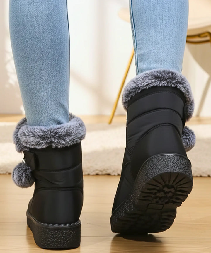 Women's Waterproof Fleece-Lined Snow Boots with Strap