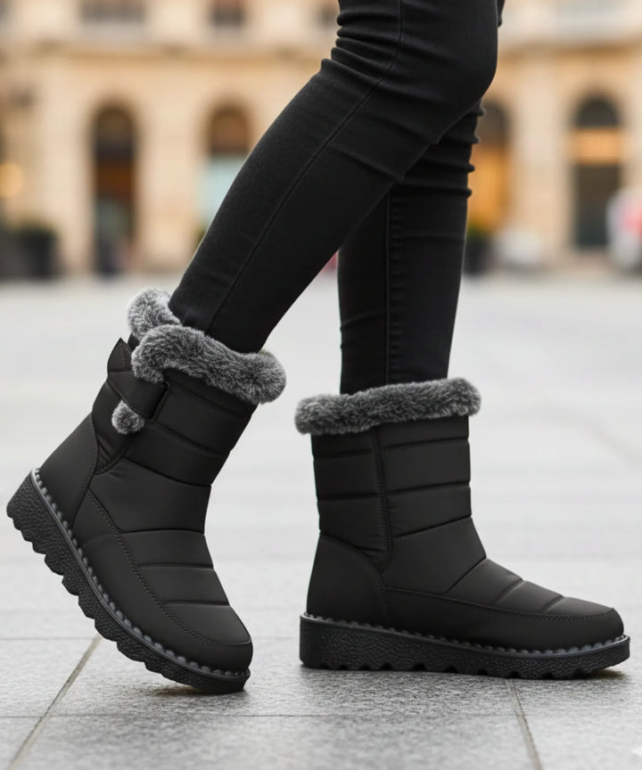 Women's Waterproof Fleece-Lined Snow Boots with Strap
