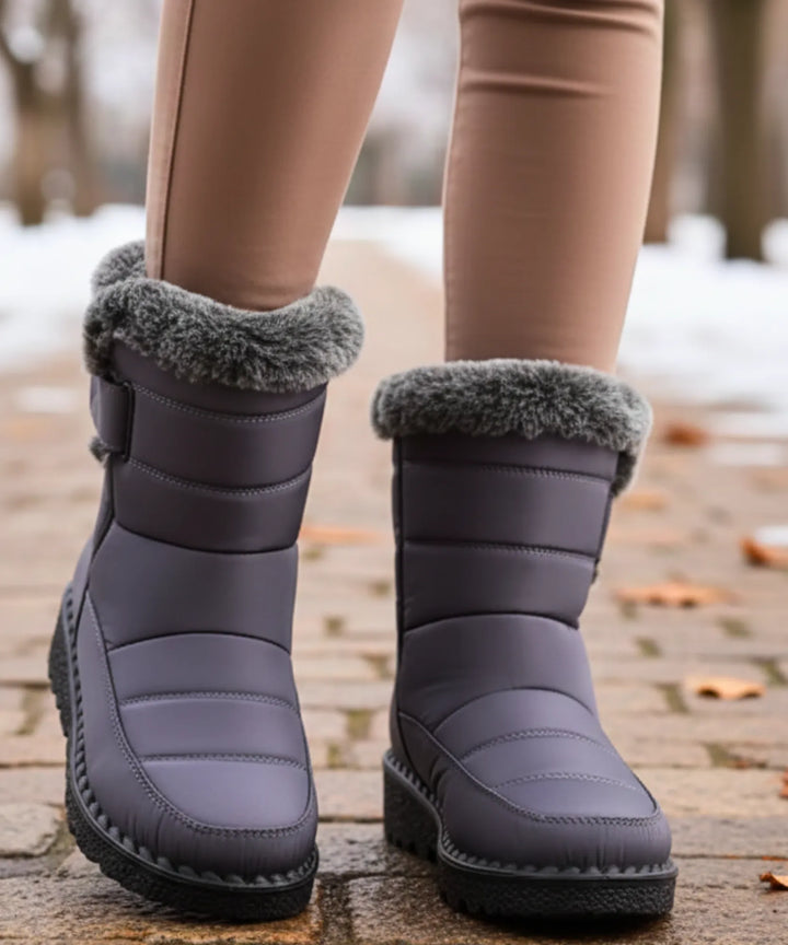 Women's Waterproof Fleece-Lined Snow Boots with Strap