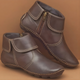 Women's Waterproof Fold-Over Collar Ankle Boots with Side Zip