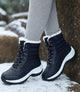 Women's Waterproof Lace-Up Snow Boots with Fur Trim