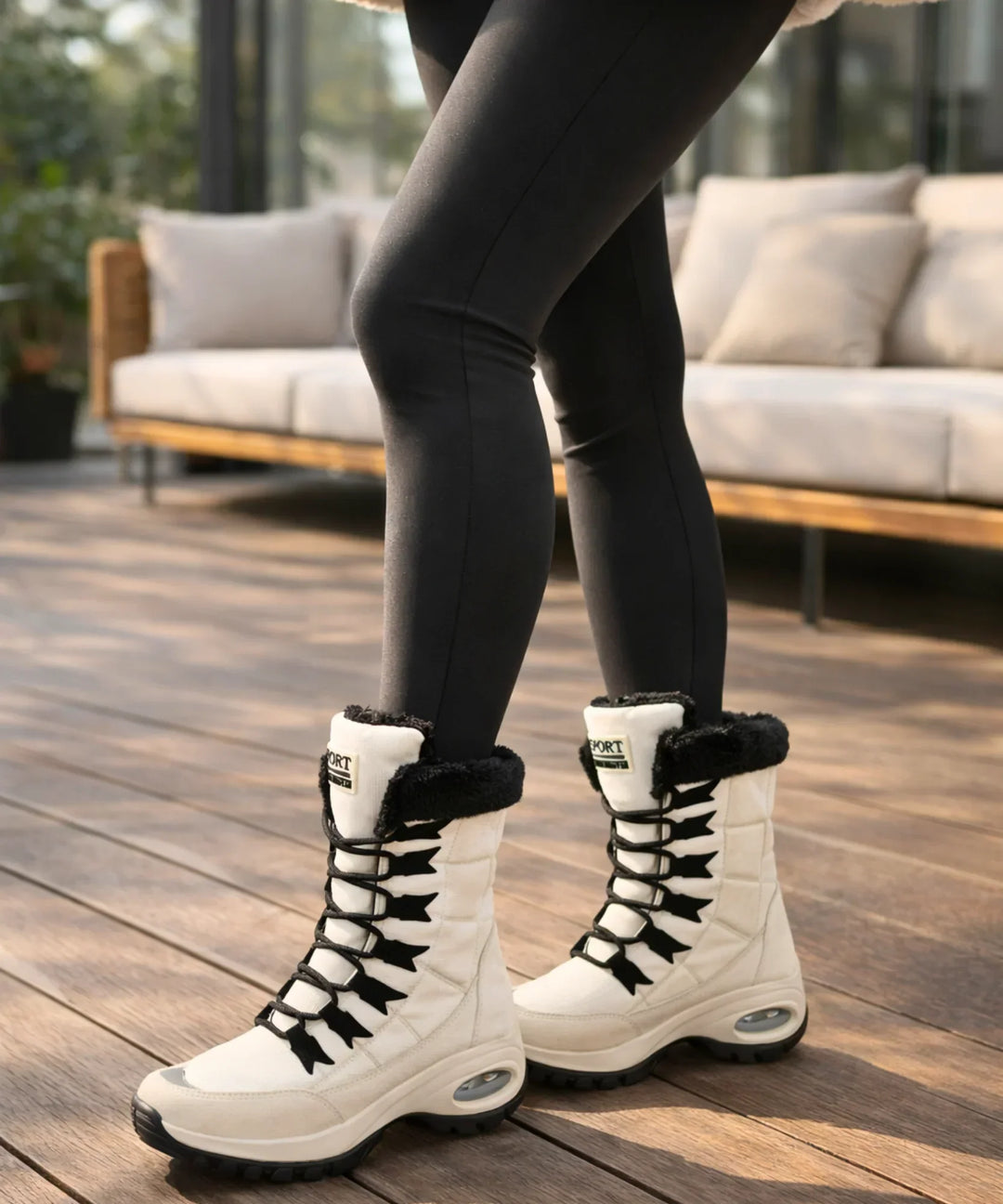Women's Waterproof Mid-Calf Snow Boots with Faux Fur Cuff