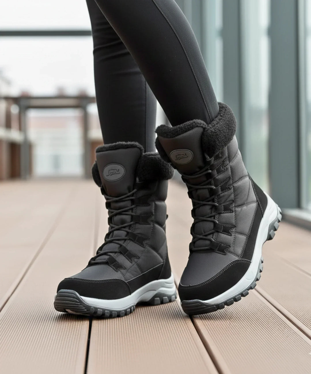 Women's Waterproof Mid-Calf Snow Boots with Faux Fur Cuff