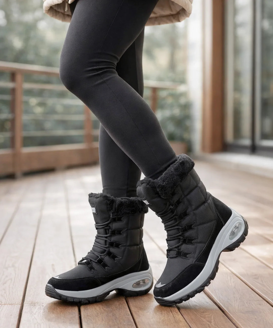 Women's Waterproof Mid-Calf Snow Boots with Faux Fur Cuff